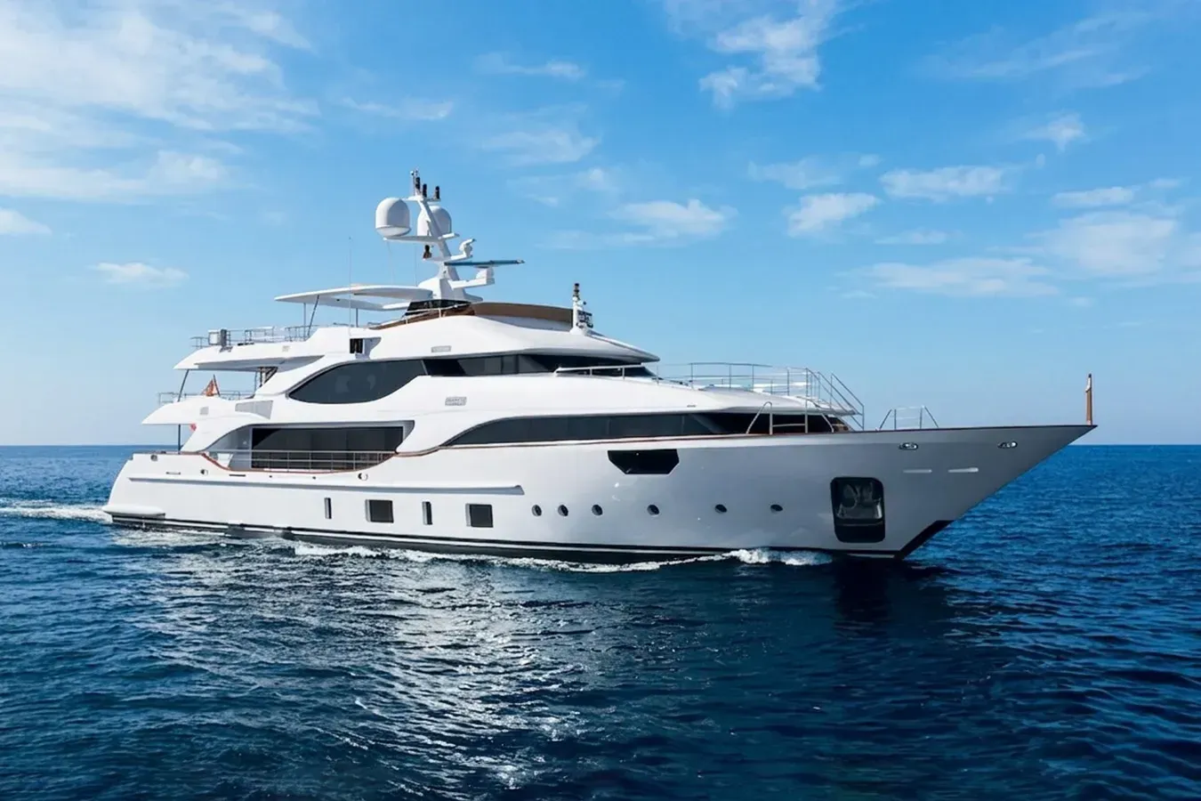 Mr. D yacht, a 137 ft Benetti luxury superyacht underway, 41.93 meters, built in 2015.
