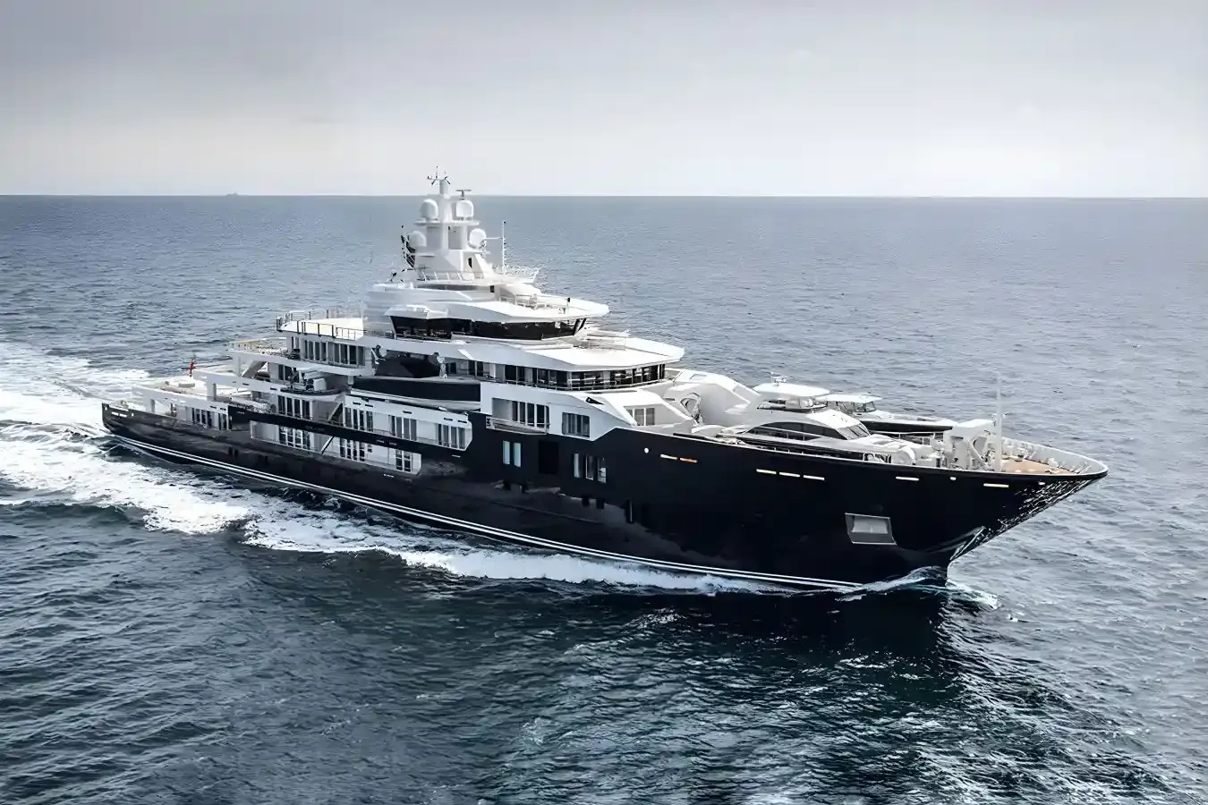 Multiverse yacht, a 380 ft Kleven Maritime AS luxury superyacht underway, 116 meters, built in 2018.