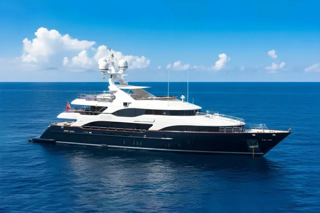 My Sisa yacht, a 145 ft Benetti luxury superyacht underway, 44.2 meters, built in 2010, 2022.
