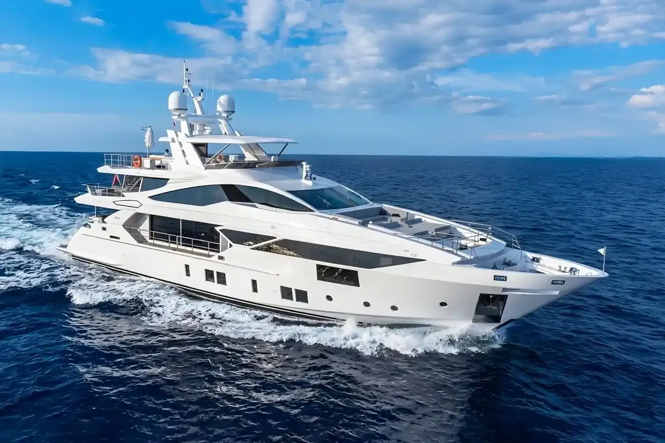 My Way yacht, a 125 ft Benetti luxury superyacht underway, 38.1 meters, built in 2018.