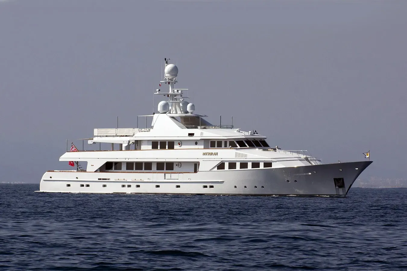Mysorah yacht, a 163 ft Feadship luxury superyacht underway, 49.87 meters, built in 1988, 2014.