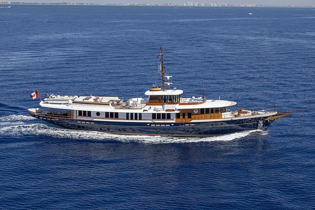 Nadan yacht, a 151 ft Burger luxury superyacht underway, 46.1 meters, built in 2009, 2021.