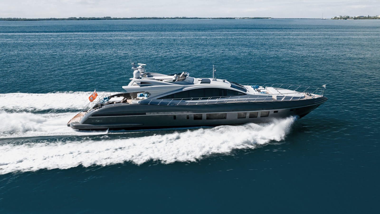 Nana I yacht, a 110 ft Mangusta Yachts luxury superyacht underway, 33.8 meters, built in 2020.