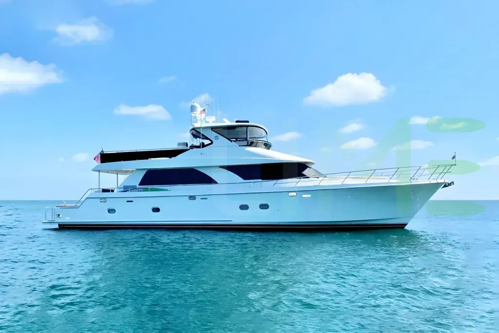 White Nauti Buoys yacht for sale and price, showing the details and features of the interior and exterior available for purchase from LIME Yachts and Brokerage located in Fort Lauderdale Florida.