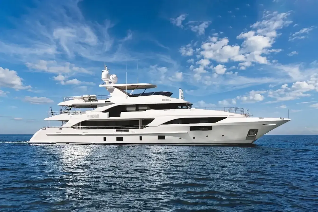 Nechida yacht, a 132 ft Benetti luxury superyacht underway, 40.24 meters, built in 2019.