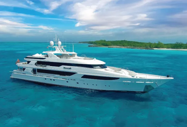 Neenah yacht, a 163 ft Westport luxury superyacht underway, 49.94 meters, built in 2020.
