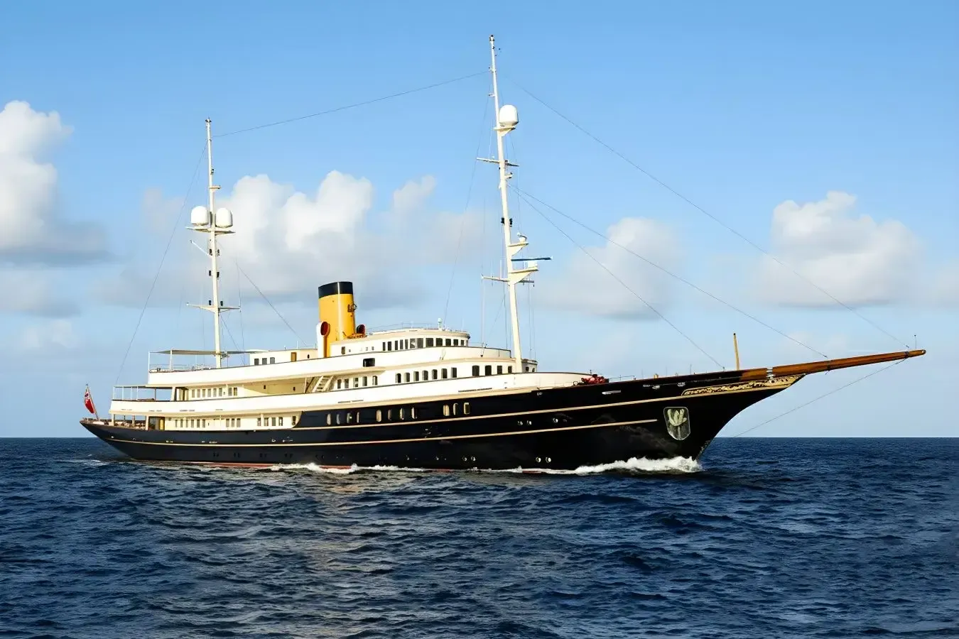 Nero yacht, a 295 ft Corsair luxury superyacht underway, 90.1 meters, built in 2007, 2021.