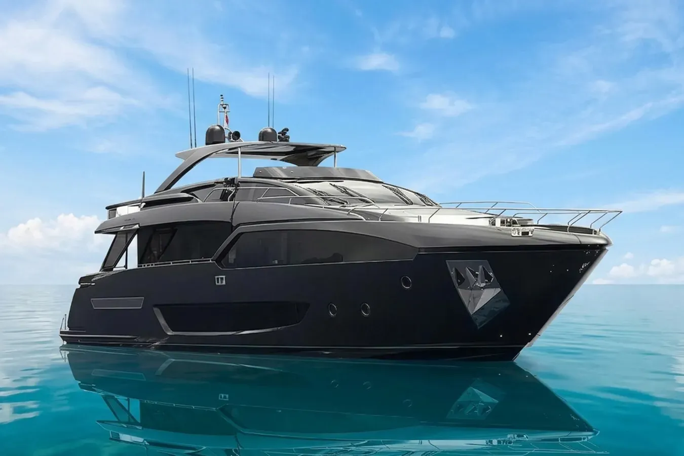 Nero yacht, a 93 ft Riva luxury superyacht underway, 28.49 meters, built in 2021.