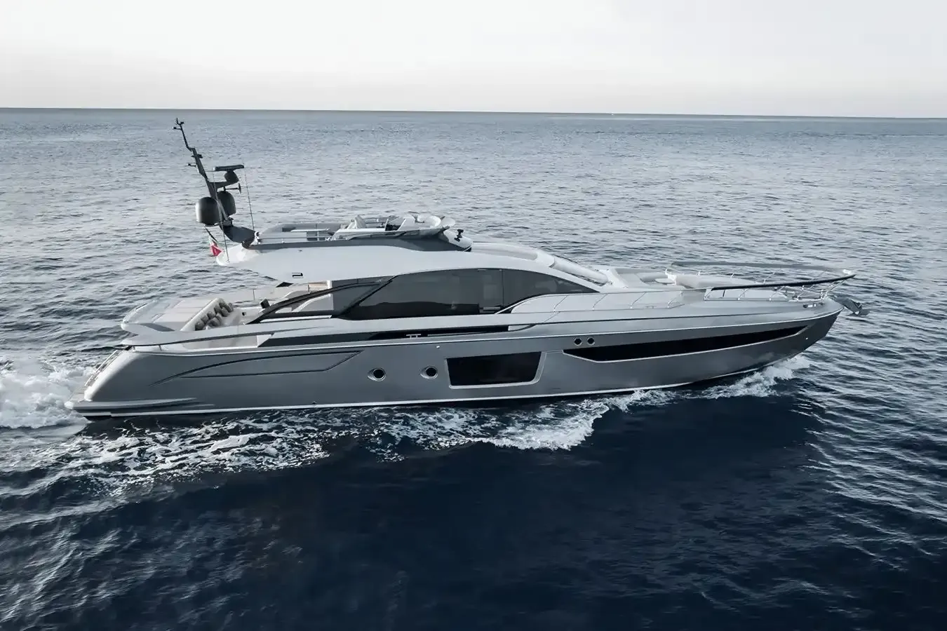 Never Give Up yacht, a 80 ft Azimut luxury superyacht underway, 24.6 meters, built in 2021.