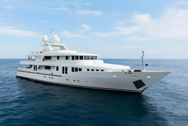 New Master yacht, a 145 ft Baglietto luxury superyacht underway, 44.45 meters, built in 2001, 2011.