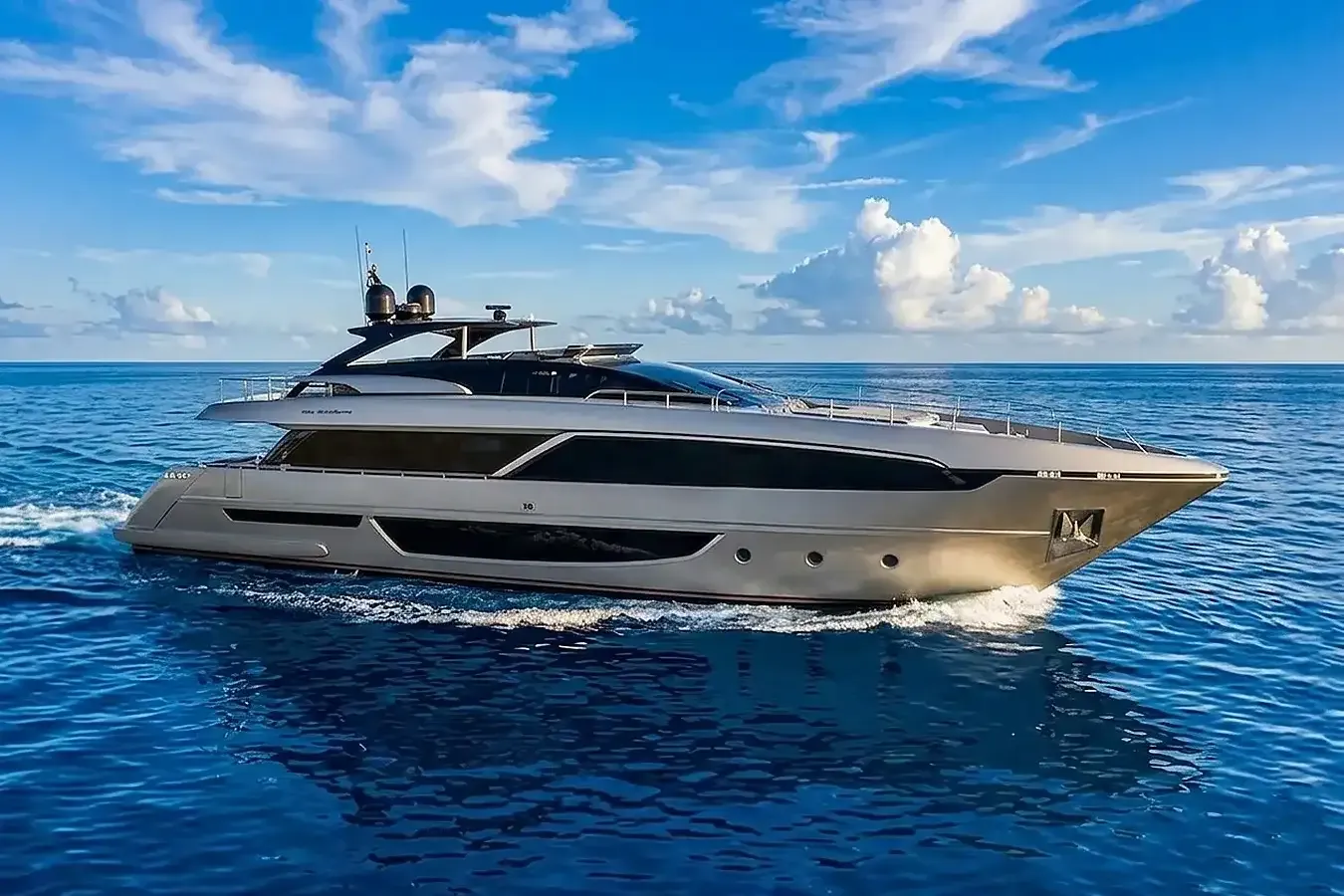 Nikita yacht, a 98 ft Riva luxury superyacht underway, 29.9 meters, built in 2022.