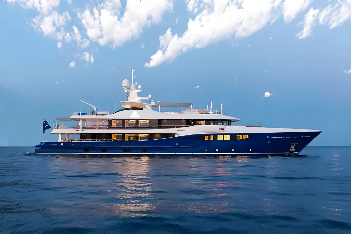 Nomad yacht, a 180 ft Amels luxury superyacht underway, 55 meters, built in 2019.