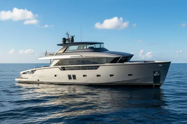 North yacht, a 87 ft Sanlorenzo luxury superyacht underway, 26.7 meters, built in 2020.
