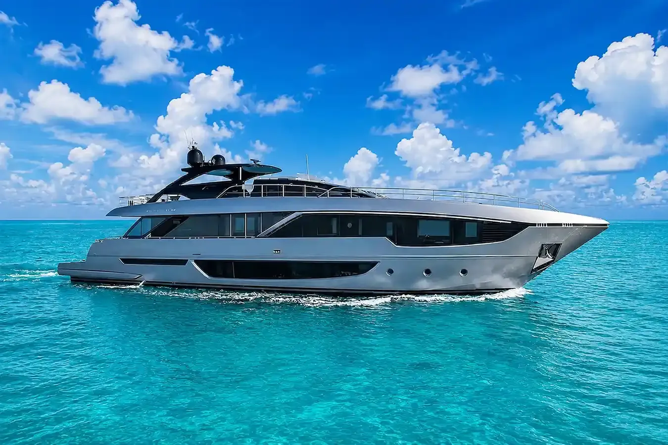 Now & Then yacht, a 99 ft Riva luxury superyacht underway, 30.24 meters, built in 2025.