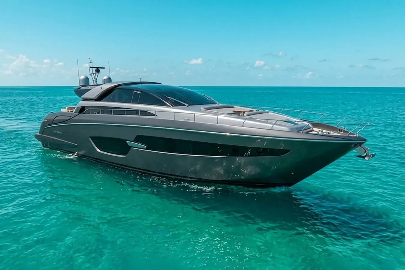 Nowhere Nowhere yacht, a 88 ft Riva luxury superyacht underway, 26.84 meters, built in 2017.