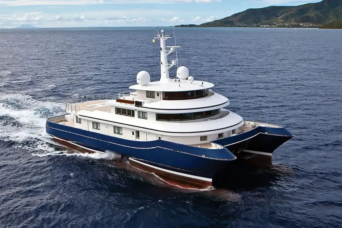 Nurja yacht, a 134 ft Abeking - A&R luxury superyacht underway, 41 meters, built in 2008, 2024.