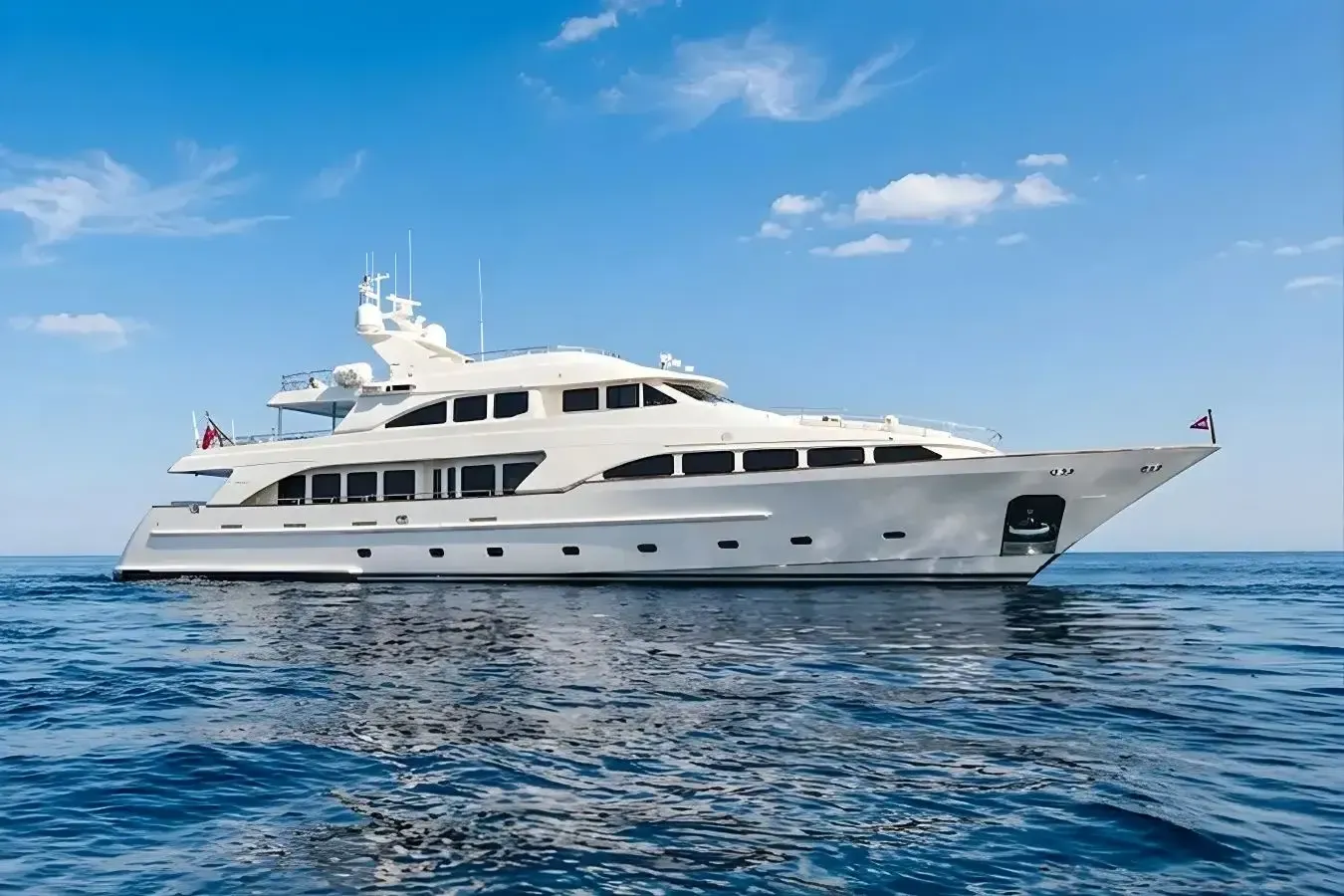 Oak yacht, a 114 ft Benetti luxury superyacht underway, 34.95 meters, built in 2005, 2022.