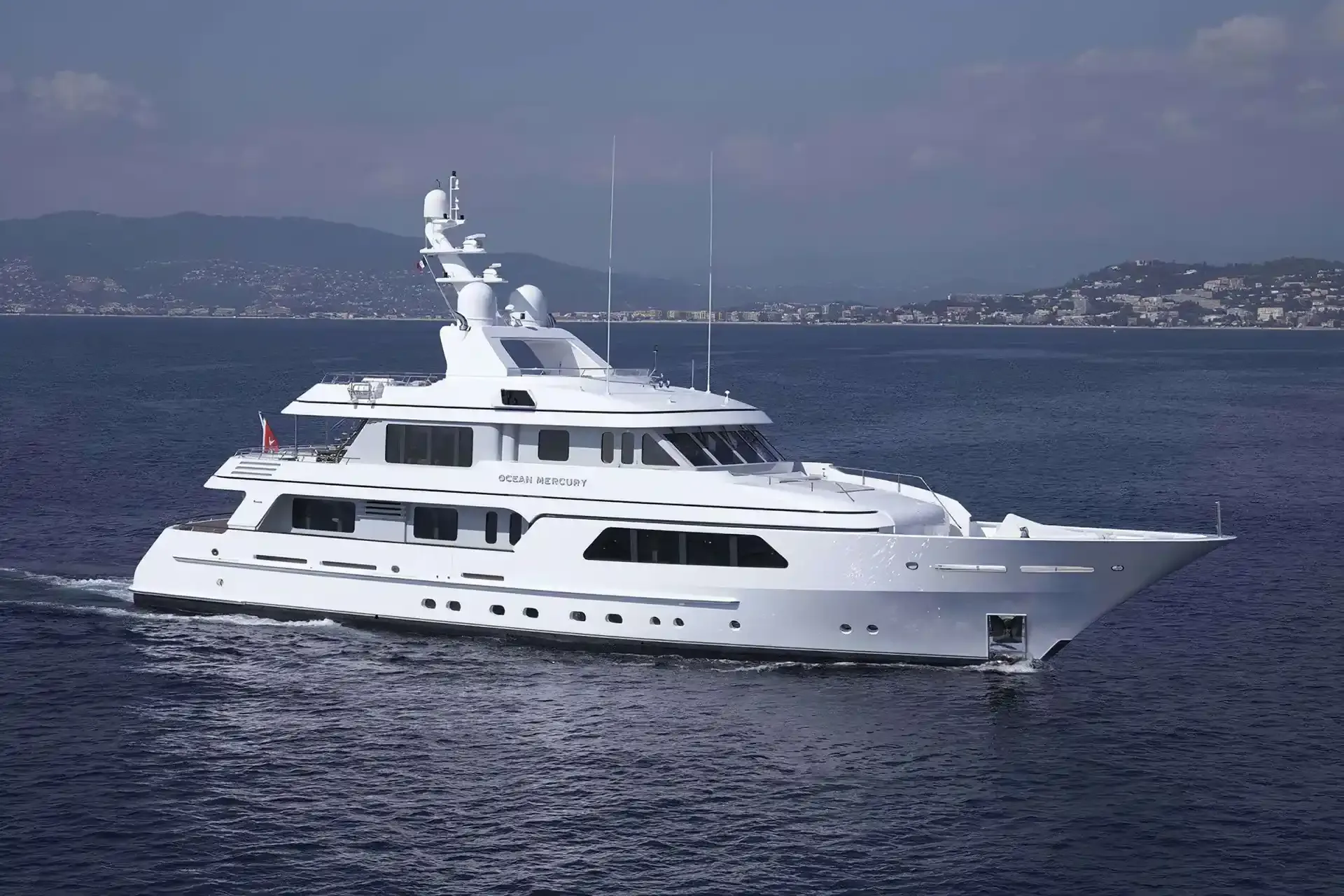 Ocean Mercury yacht, a 127 ft Feadship luxury superyacht underway, 39 meters, built in 2008.