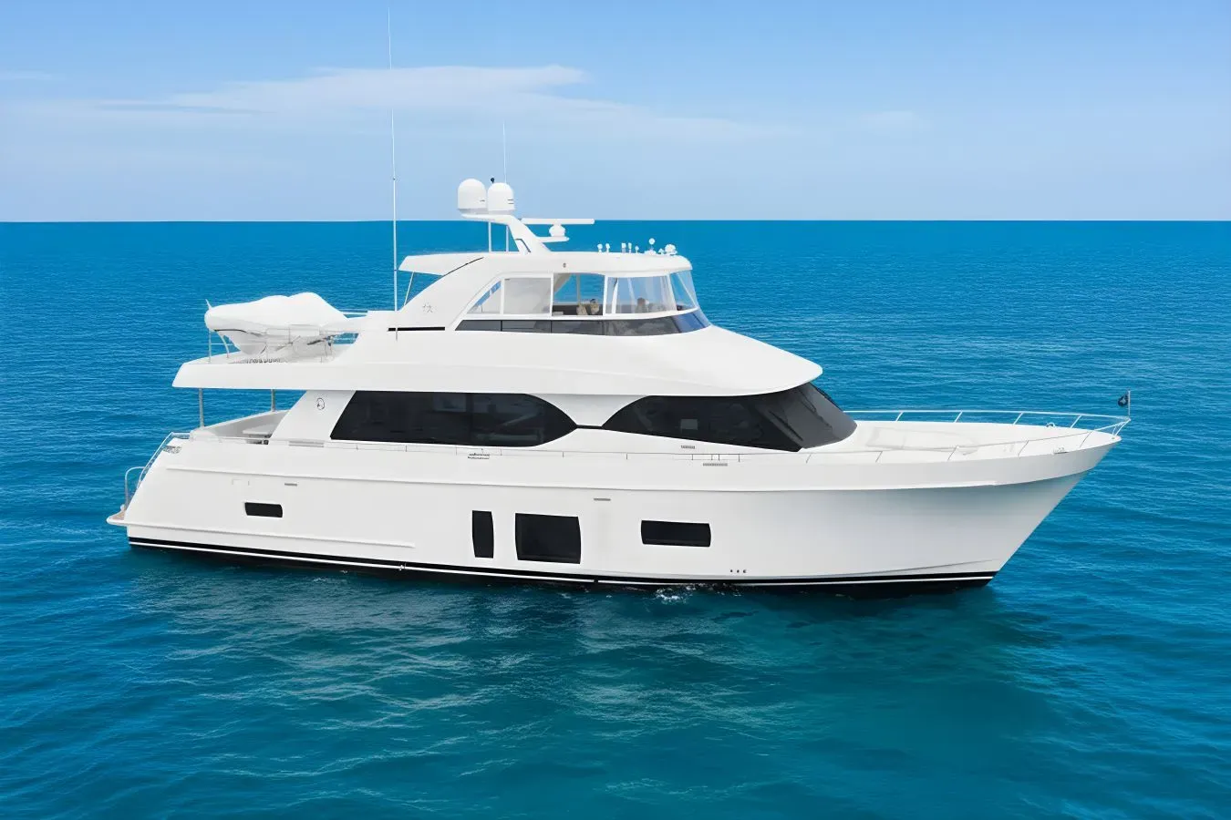 Ocean Rose yacht, a 85 ft Ocean Alexander luxury superyacht underway, 26.14 meters, built in 2018.