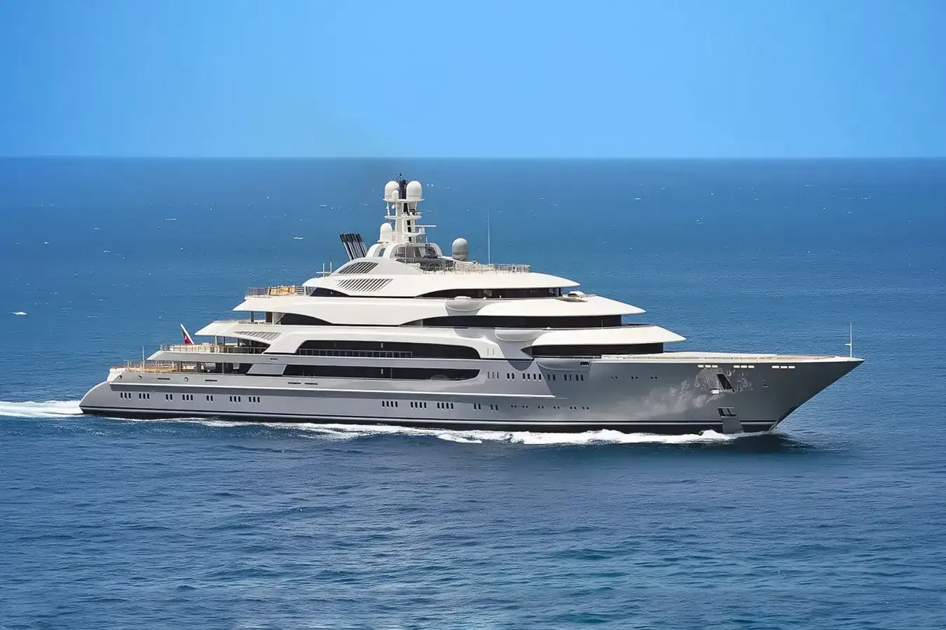 Ocean Victory yacht, a 459 ft Fincantieri luxury superyacht underway, 140 meters, built in 2014.
