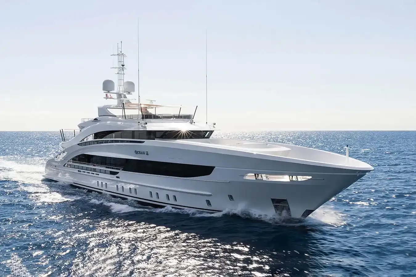 Ocean Z yacht, a 163 ft Heesen luxury superyacht underway, 49.9 meters, built in 2022.