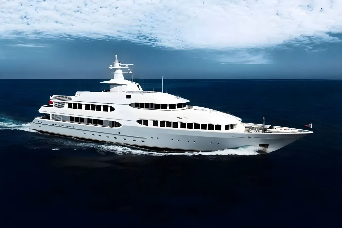Olympus yacht, a 180 ft Feadship luxury superyacht underway, 55 meters, built in 1996, 2023.