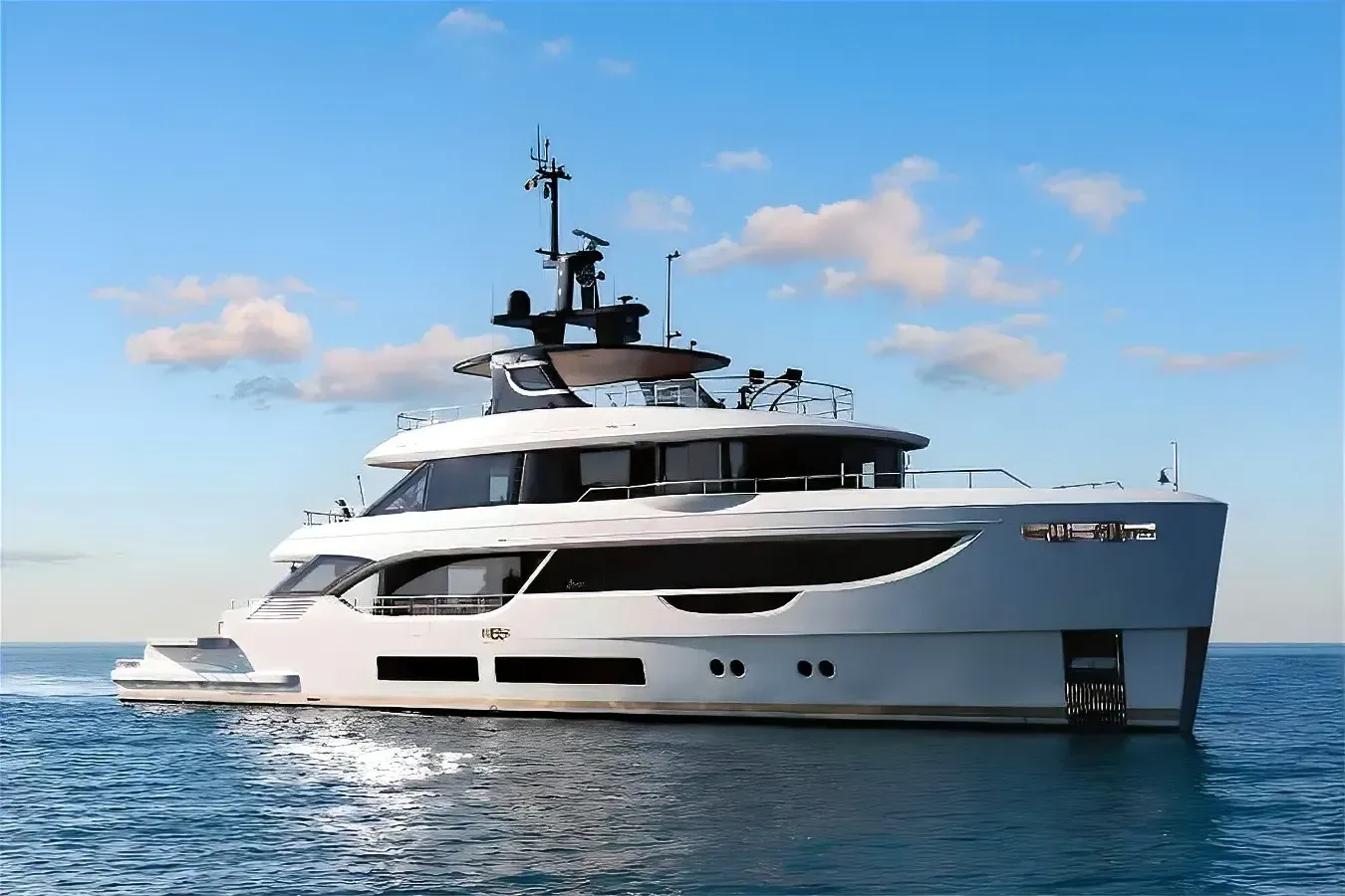 Opus yacht, a 112 ft Benetti Yachts luxury superyacht underway, 34.36 meters, built in 2023.