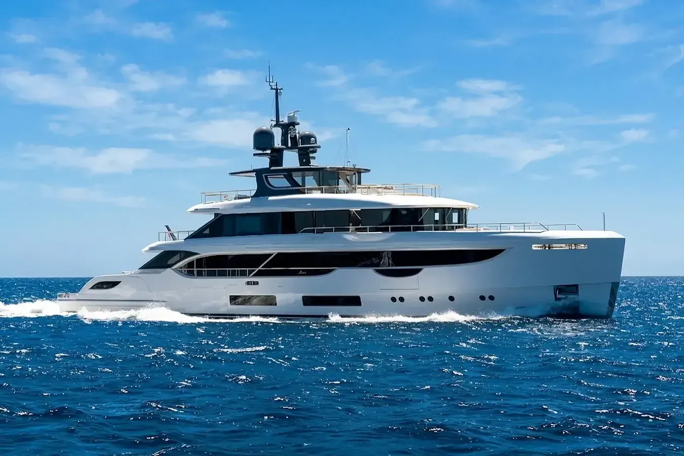 Oreos yacht, a 133 ft Benetti luxury superyacht underway, 40.8 meters, built in 2023.