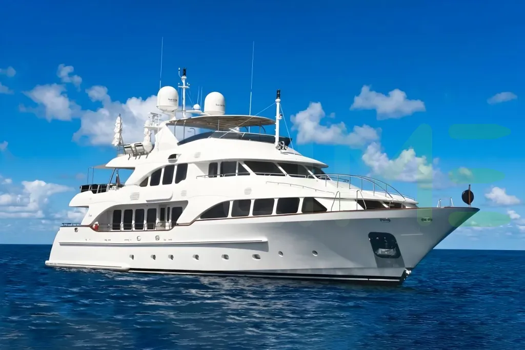 White Orinokia yacht for sale and price, showing the details and features of the interior and exterior available for purchase from LIME Yachts and Brokerage located in Fort Lauderdale Florida.