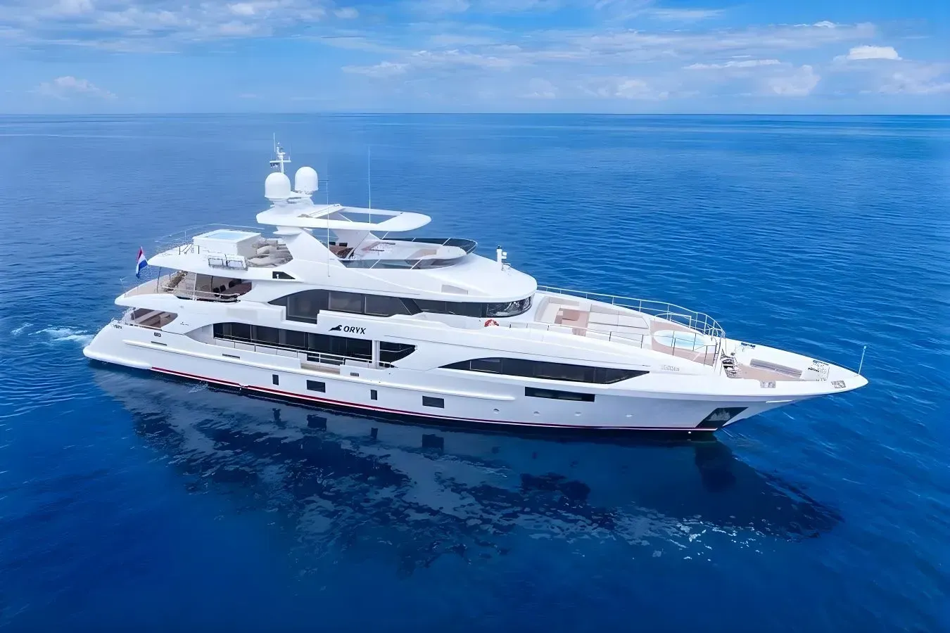 Oryx yacht, a 131 ft Benetti Yachts luxury superyacht underway, 40.2 meters, built in 2013, 2017.