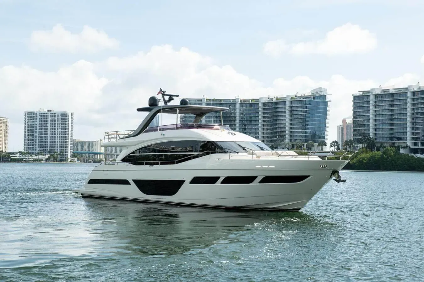 Our Aleph yacht, a 80 ft Princess luxury superyacht underway, 24.67 meters, built in 2021.