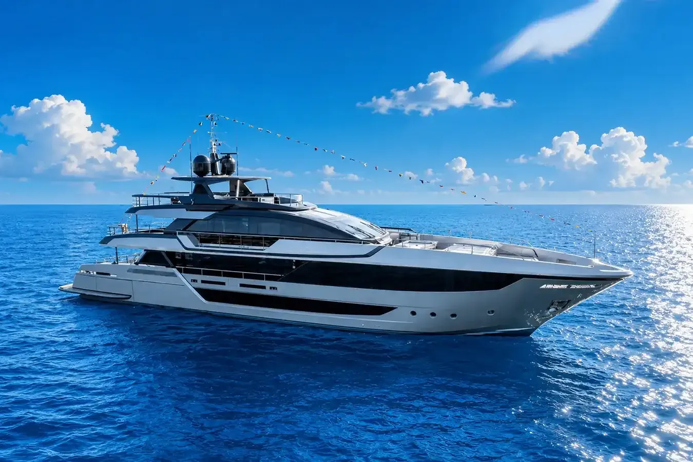 Palante V yacht, a 131 ft Riva luxury superyacht underway, 40.08 meters, built in 2025.
