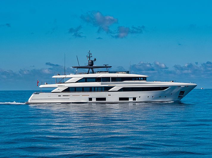 Paloma yacht, a 137 ft Custom Line luxury superyacht underway, 42 meters, built in 2020.