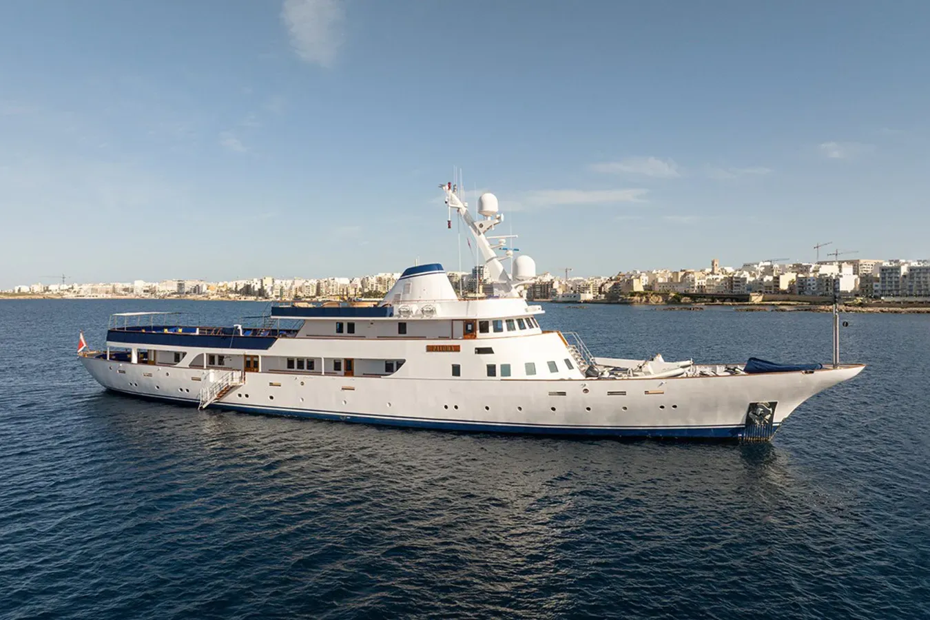 Paloma yacht, a 197 ft Ishikawajima-Harima luxury superyacht underway, 60.25 meters, built in 1965, 2020.