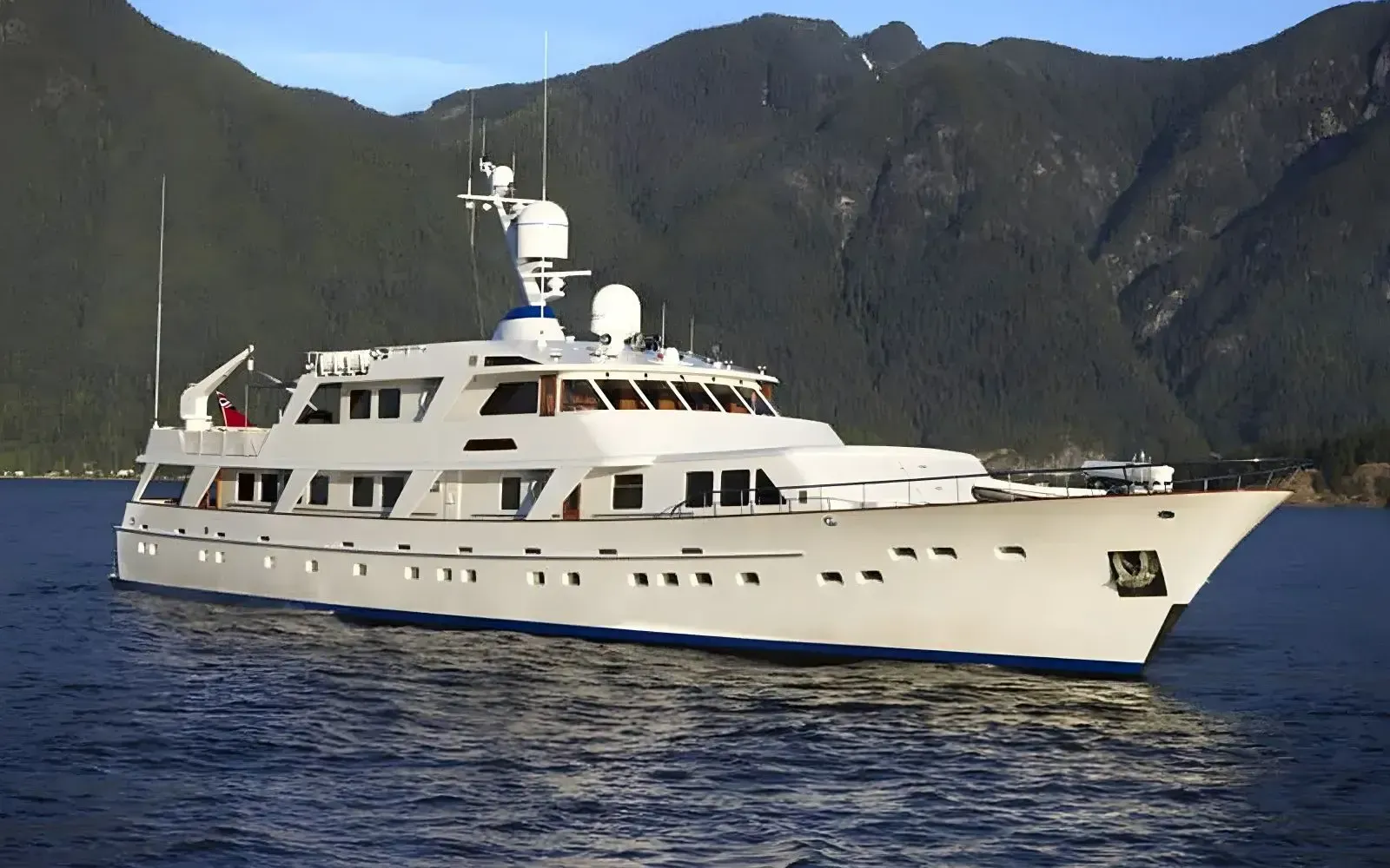 Panache yacht, a 150 ft Feadship luxury superyacht underway, 46 meters, built in 1982, 2022.