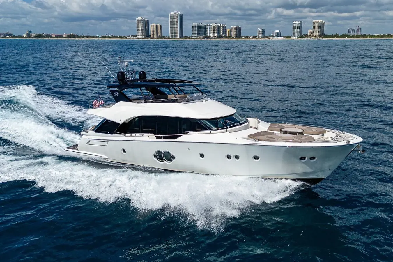 Panda yacht, a 80 ft Monte Carlo luxury superyacht underway, 24.61 meters, built in 2017.