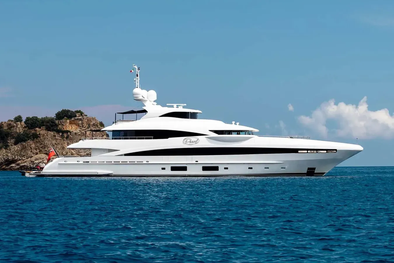 Pearl yacht, a 167 ft Heesen luxury superyacht underway, 51.1 meters, built in 2014, 2023.
