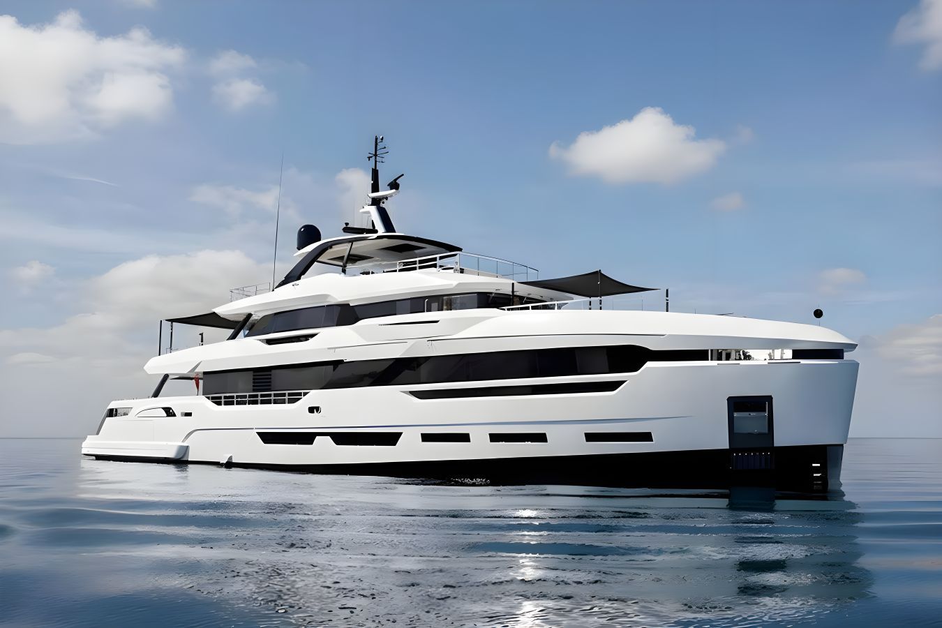 Perla Bianca 134 ft yacht (41m) Baglietto for charter/rental. Cost, plans, interior. One of twelve best luxury yachts.