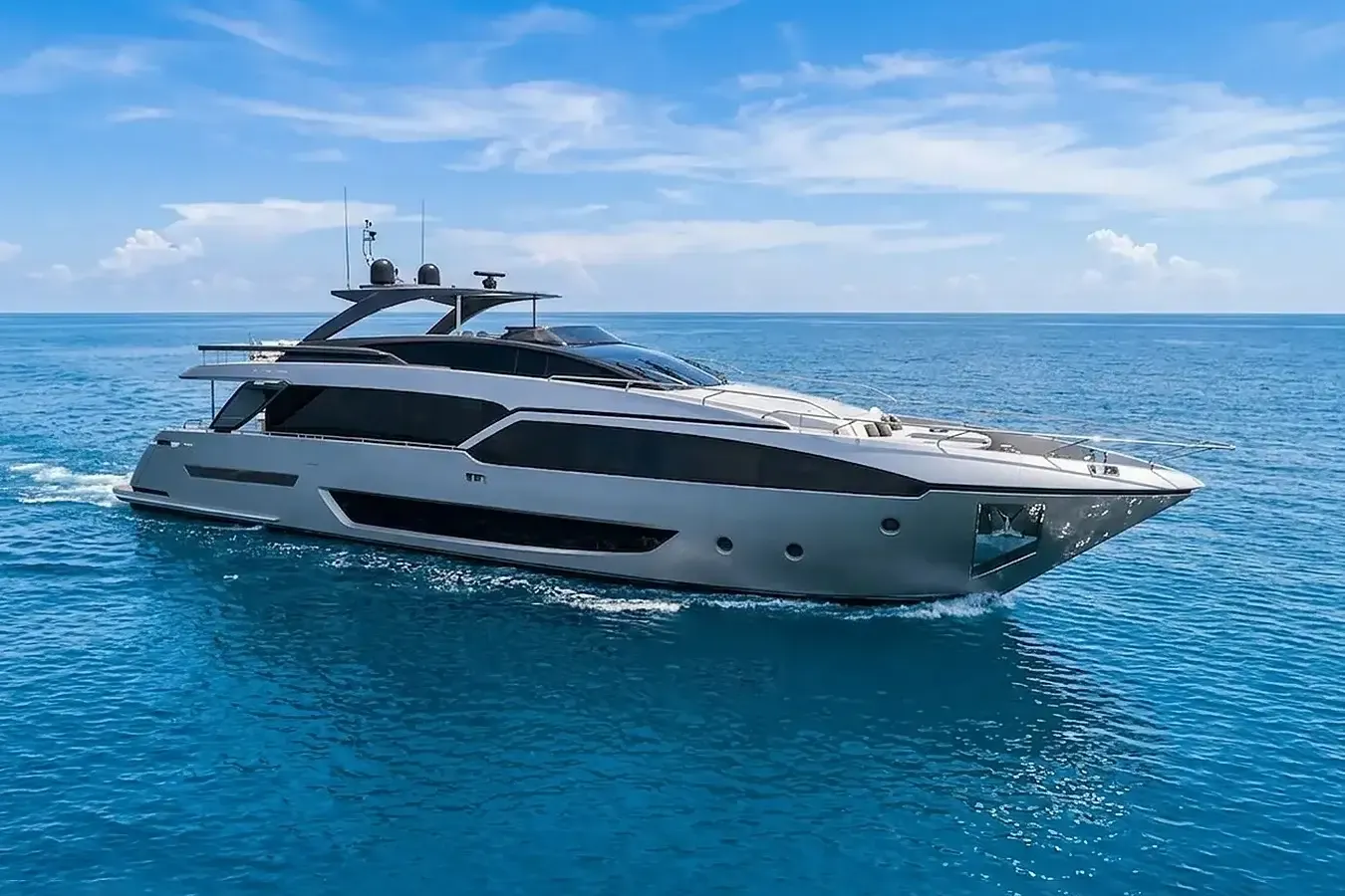 Phantom yacht, a 93 ft Riva luxury superyacht underway, 28.49 meters, built in 2024.