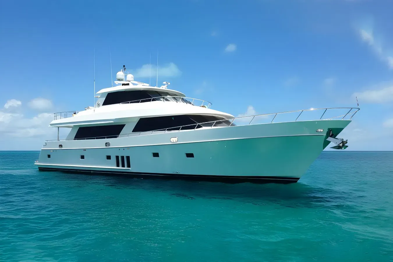 Phantom yacht, a 92 ft Ocean Alexander luxury superyacht underway, 28.17 meters, built in 2012, 2019.