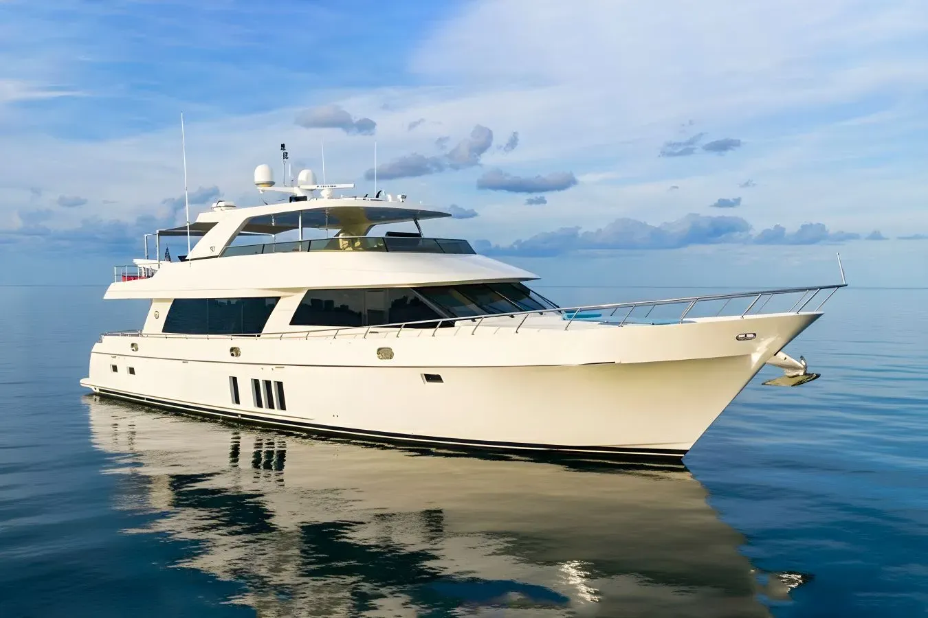 Pico yacht, a 90 ft Ocean Alexander luxury superyacht underway, 27.46 meters, built in 2014.