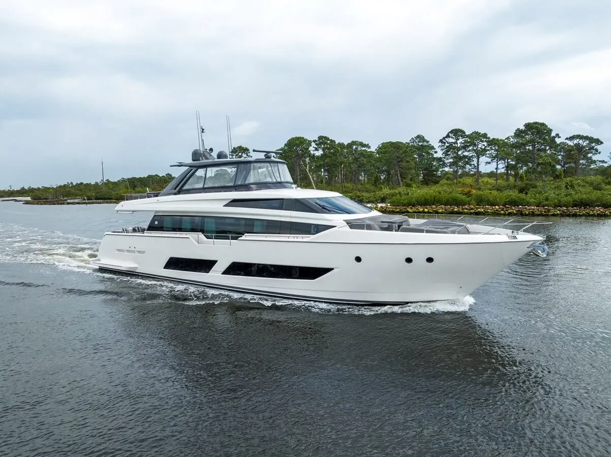 Pinch Me yacht, a 85 ft Ferretti luxury superyacht underway, 25.91 meters, built in 2020.