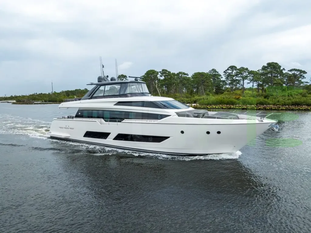 White Pinch Me yacht - 85' (25m) Ferretti offered by LIME Yachts and Brokerage of Ft Lauderdale, Florida.
