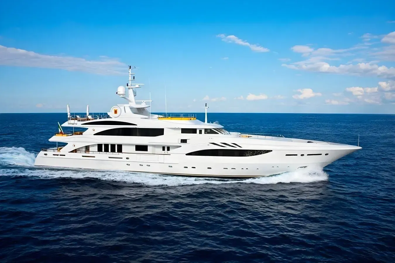 Platinum yacht, a 163 ft Benetti Yachts luxury superyacht underway, 49.9 meters, built in 2009, 2016.