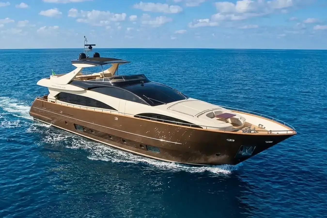 Privilegio yacht, a 92 ft Riva luxury superyacht underway, 28.23 meters, built in 2010.