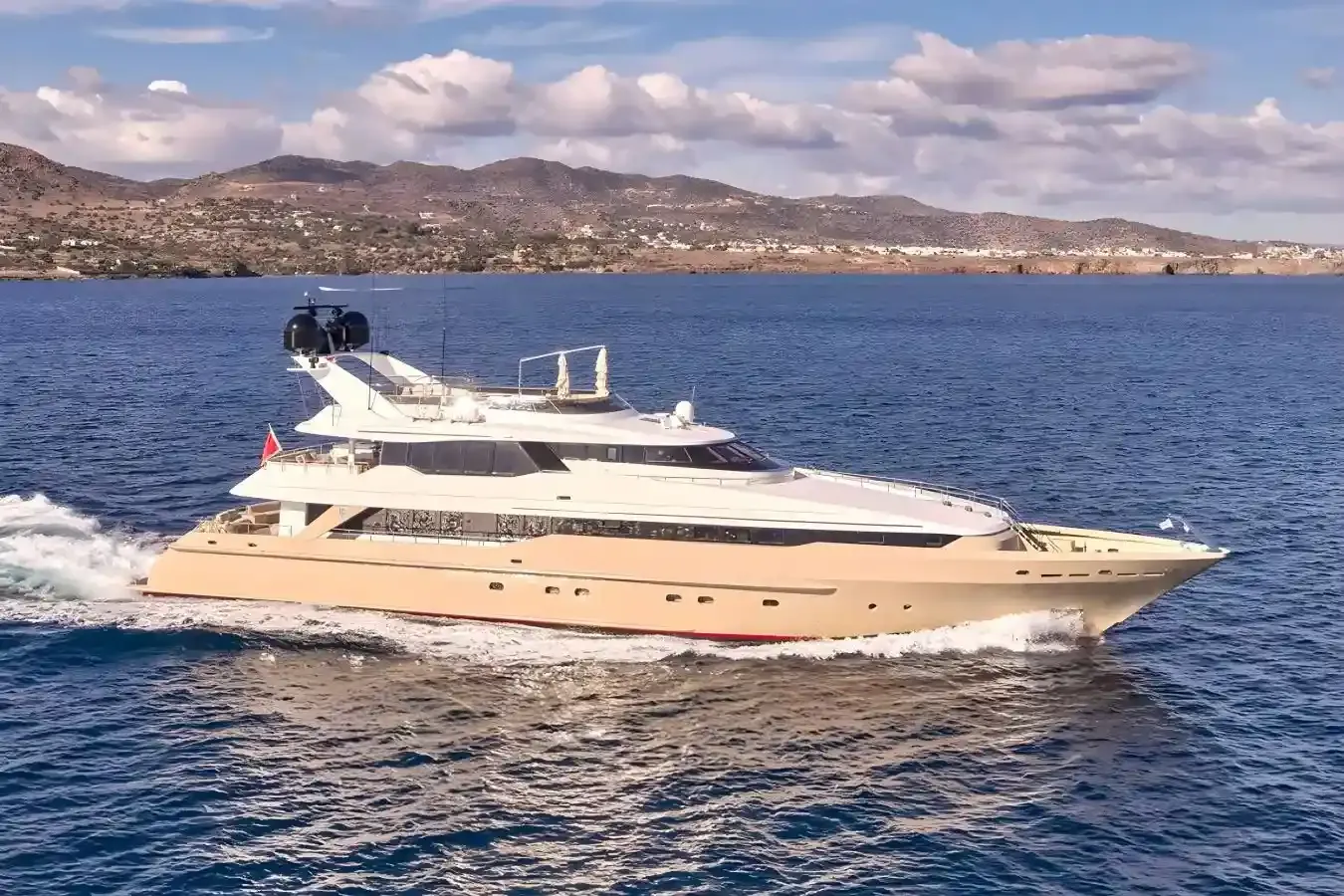 Prometheus I yacht, a 143 ft Heesen luxury superyacht underway, 43.65 meters, built in 1997, 2022.