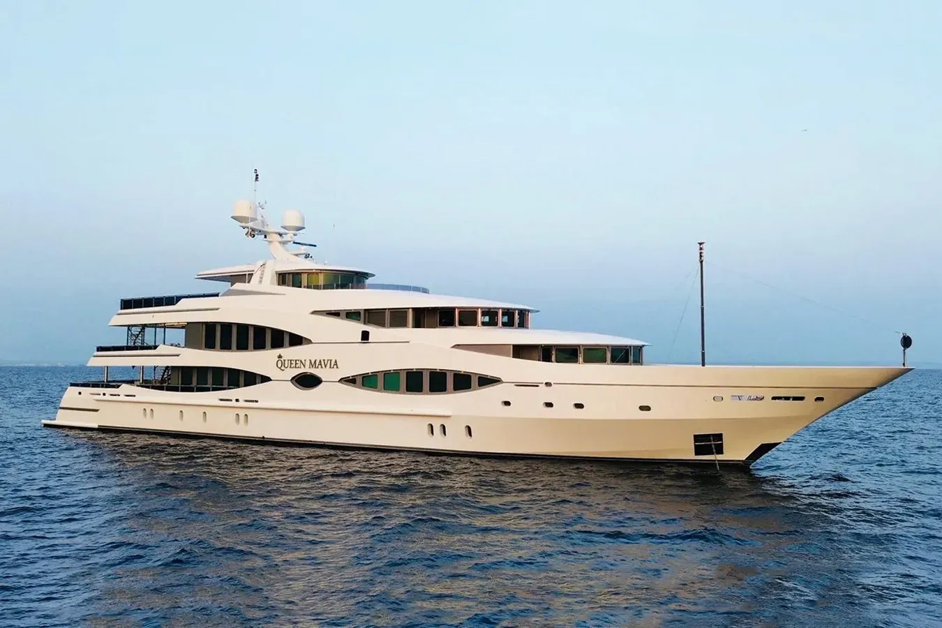 Queen Mavia yacht, a 203 ft Oceanco luxury superyacht underway, 62 meters, built in 2001, 2022.