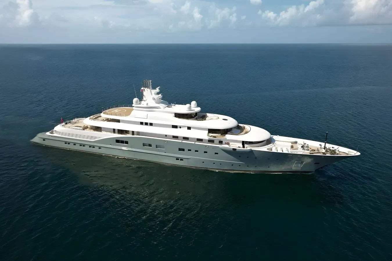 Radiant yacht, a 360 ft Lürssen luxury superyacht underway, 110 meters, built in 2009, 2023.