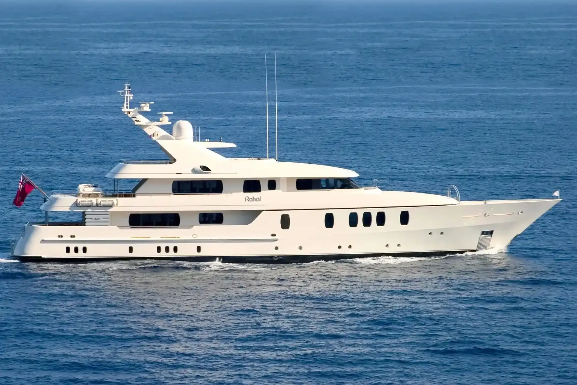 Rahal yacht, a 152 ft Feadship luxury superyacht underway, 46.5 meters, built in 2003.