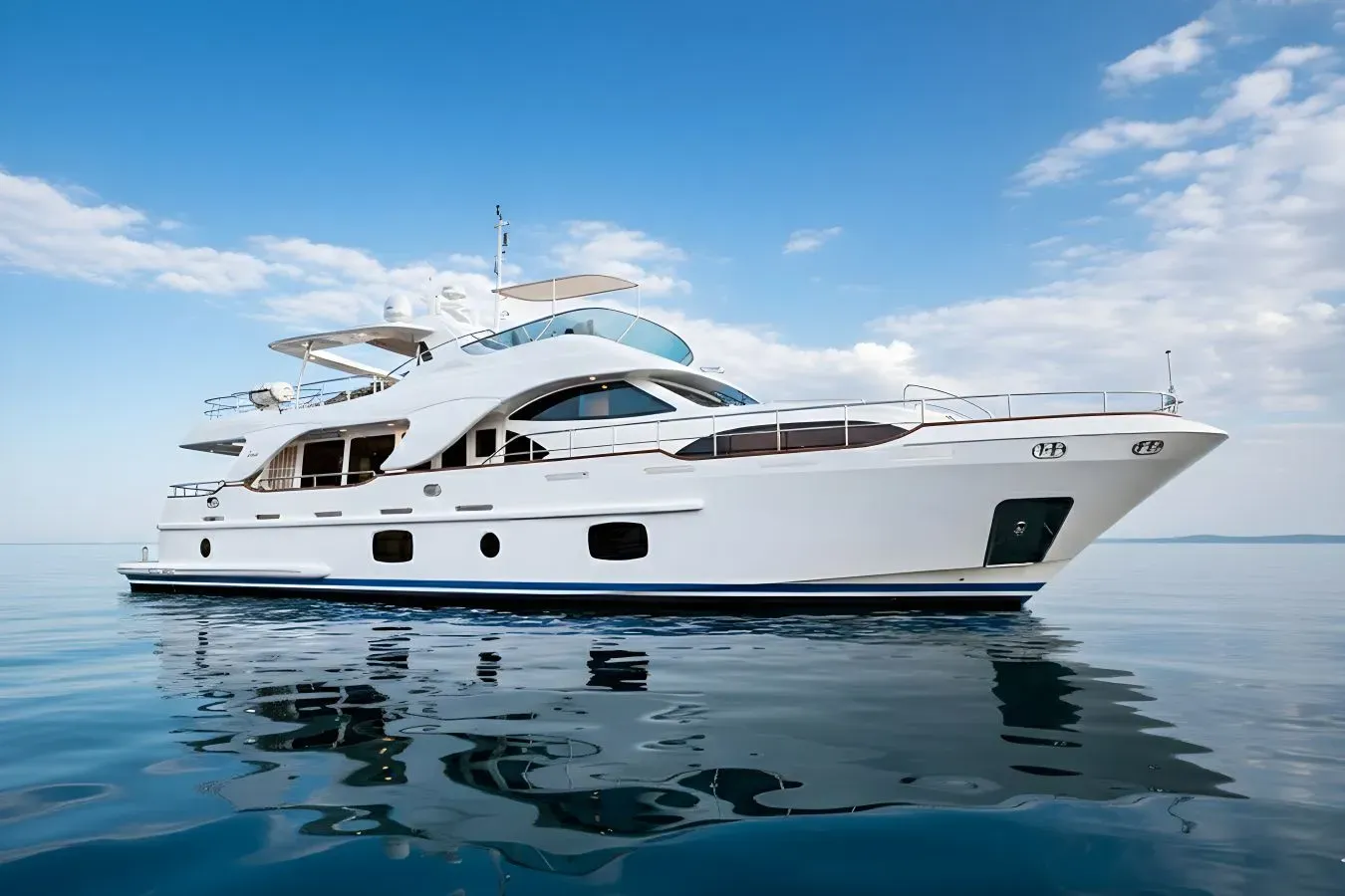 Rebecca V yacht, a 84 ft Benetti luxury superyacht underway, 25.8 meters, built in 2009.